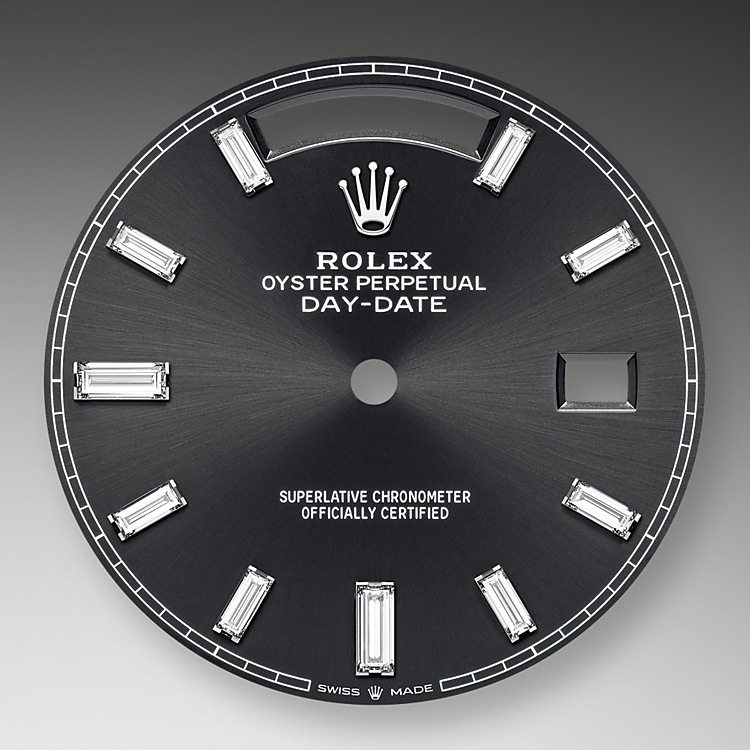 Esfera negro vivo Rolex Day-Date 40 en Joyería Grau