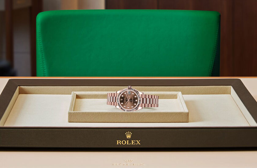 Reloj Rolex Datejust 31 esfera chocolate engastada de diamantes watchdesk en Joyería Grau